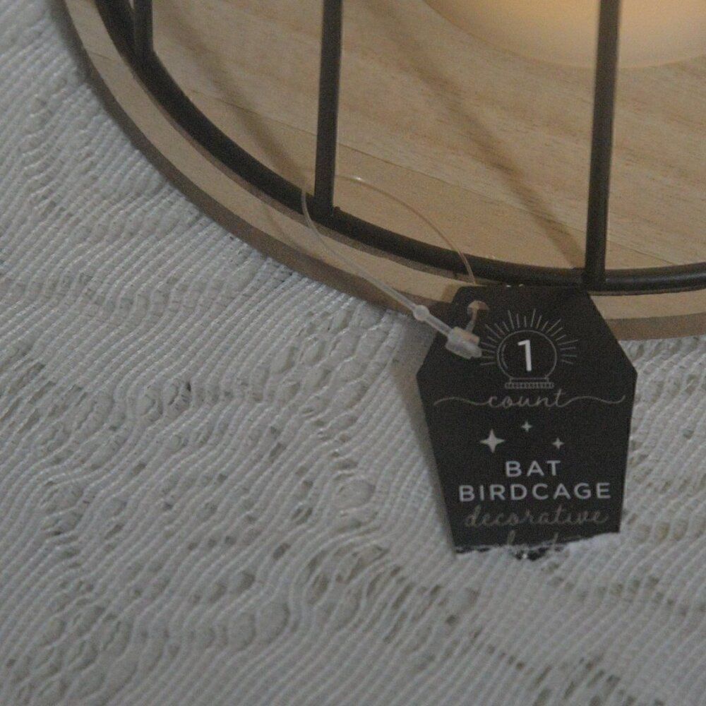 Bat Birdcage Decorative Cloche with Battery Operated Candle - Picture 3 of 3